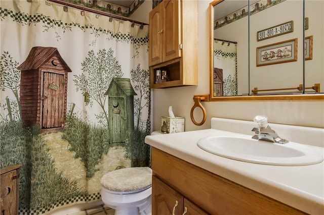 1229 W Beltline Rd, Spring Valley, WI 54767 - bathroom with curtained shower, vanity, and toilet