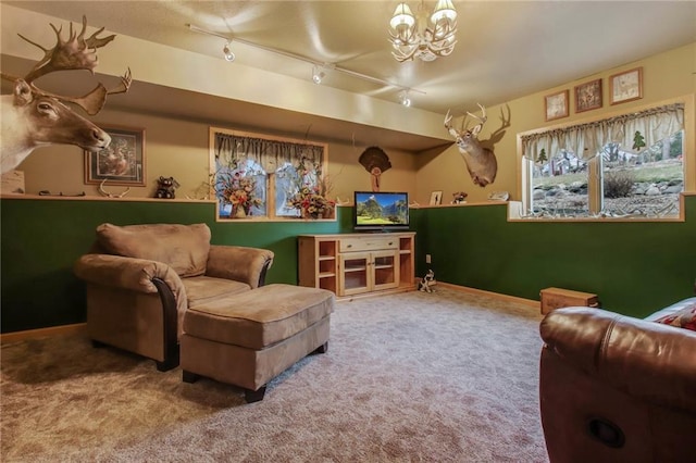 1229 W Beltline Rd, Spring Valley, WI 54767 - home theater room with carpet floors, baseboards, and rail lighting