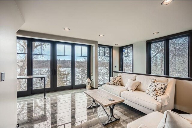 1020 Lake St, Prescott, WI 54021 - living room featuring recessed lighting and french doors