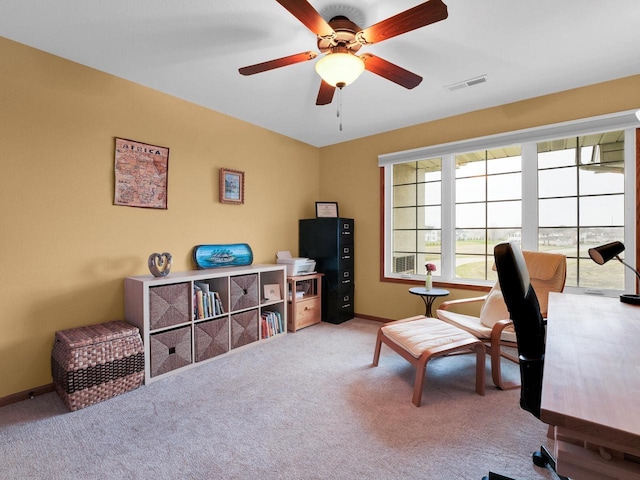 1734 Parkstone Ter Unit 73, Mount Pleasant, WI 53406 - carpeted office featuring ceiling fan, baseboards, and visible vents