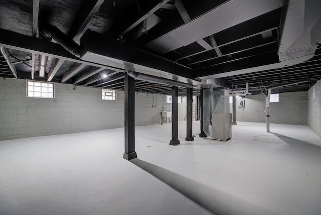 below grade area with heating unit