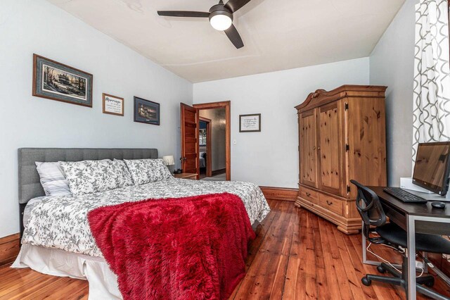 158 E Water St, Shullsburg, WI 53586 - bedroom with hardwood / wood-style floors and a ceiling fan