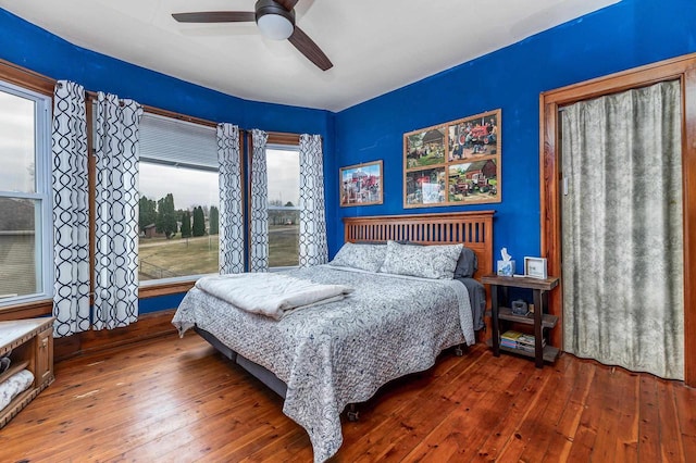 158 E Water St, Shullsburg, WI 53586 - bedroom featuring wood-type flooring and a ceiling fan