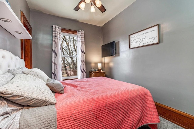 158 E Water St, Shullsburg, WI 53586 - bedroom with ceiling fan and baseboards