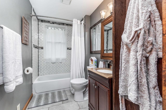 158 E Water St, Shullsburg, WI 53586 - full bath with toilet, tile patterned floors, vanity, and shower / bath combination with curtain