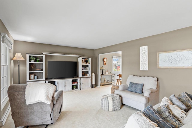 view of carpeted living area