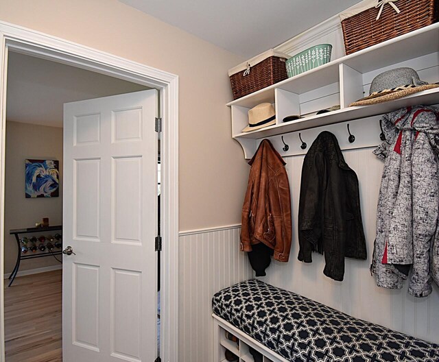 mudroom featuring wood finished floors