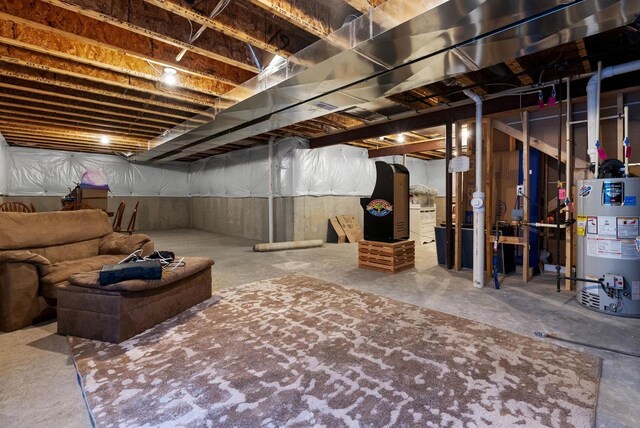 708 Narvik Cir, Stoughton, WI 53589 - unfinished basement featuring gas water heater