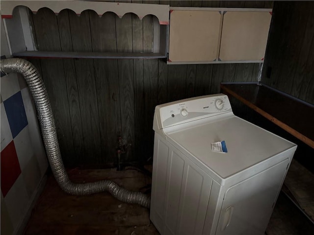 W5588 US Highway 8, Tony, WI 54563 - washroom with washer / dryer and cabinet space