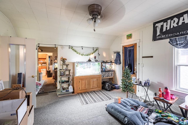 interior space with lofted ceiling
