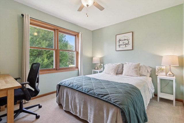 178 Weybridge Dr, Sun Prairie, WI 53590 - carpeted bedroom with baseboards, an office area, and a ceiling fan