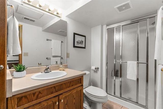 4510 Choctaw Trl, Green Bay, WI 54313 - bathroom with visible vents, toilet, and a stall shower