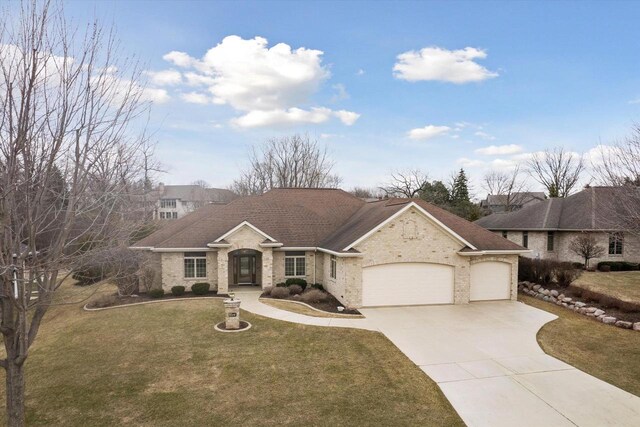 1716 Symphony Hts, Green Bay, WI 54311 - ranch-style house featuring brick siding, driveway, an attached garage, and a front lawn