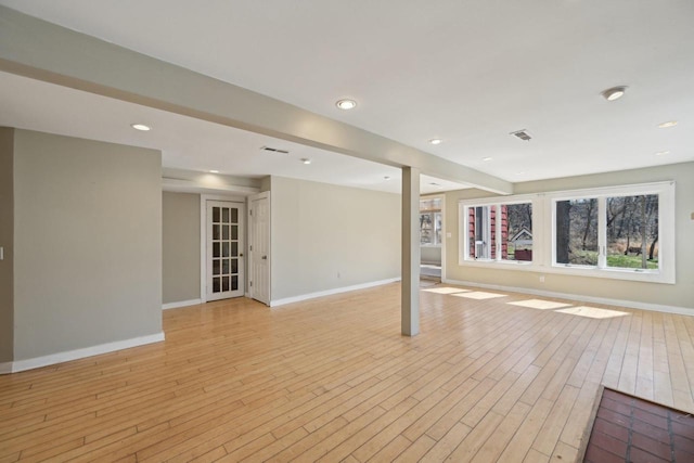 149 Oakwood Ave, Edgerton, WI 53534 - basement with light wood finished floors, baseboards, visible vents, and recessed lighting