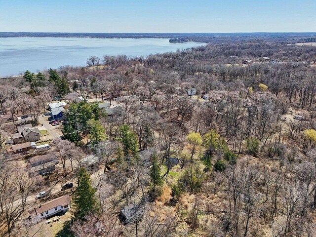 149 Oakwood Ave, Edgerton, WI 53534 - bird's eye view with a water view and a wooded view