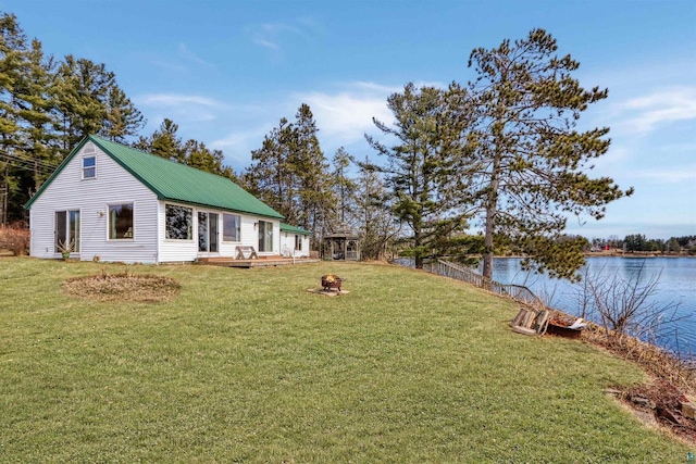 10439 W County Highway D, Exeland, WI 54835 - view of yard with a water view and an outdoor fire pit