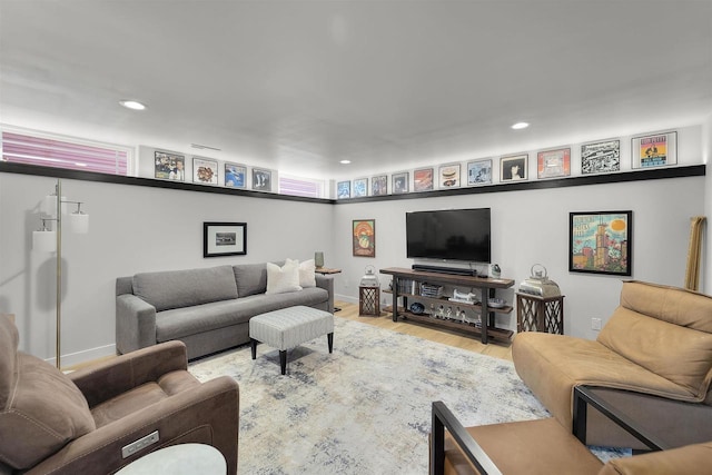 3247 Prospect Dr, Sun Prairie, WI 53590 - living room featuring recessed lighting, wood finished floors, and baseboards