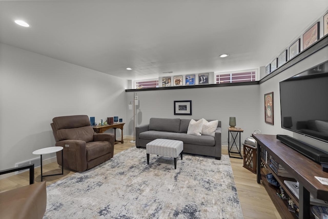 3247 Prospect Dr, Sun Prairie, WI 53590 - living area with recessed lighting, baseboards, and light wood-type flooring
