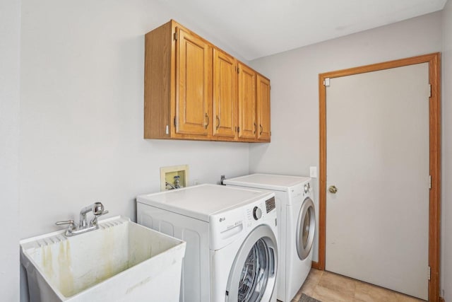7817 Brule St, Madison, WI 53717 - laundry area with washer and dryer, a sink, and cabinet space