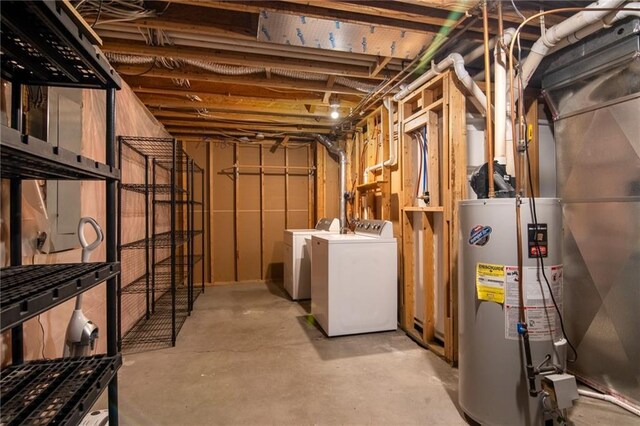 318 Meadow Lark Ln, Osceola, WI 54020 - unfinished below grade area featuring washer and dryer and gas water heater