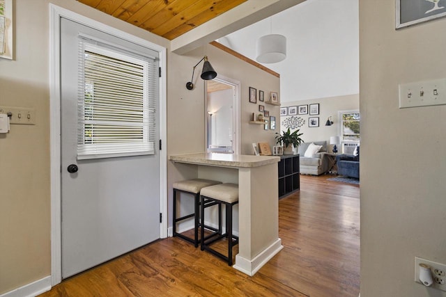W3780 Cypress Dr, Lake Geneva, WI 53147 - kitchen with light countertops, a breakfast bar, and wood finished floors