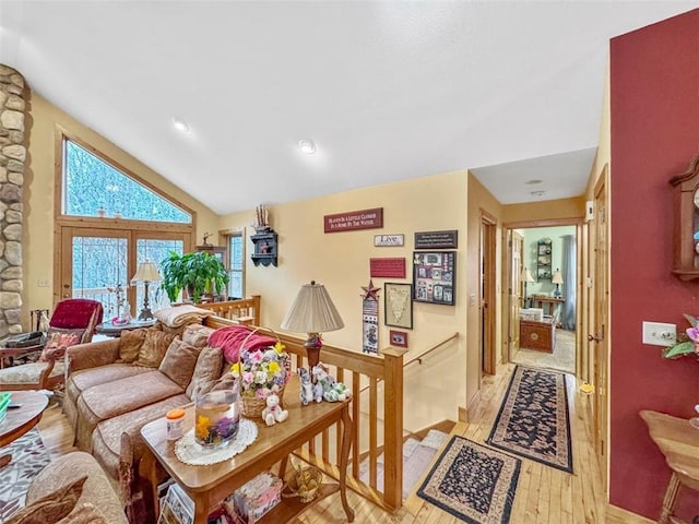 10244 124th St, Chippewa Falls, WI 54729 - living room with high vaulted ceiling and light wood-type flooring