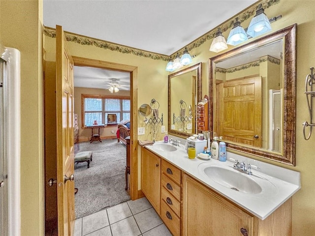 10244 124th St, Chippewa Falls, WI 54729 - ensuite bathroom featuring a sink, ensuite bathroom, tile patterned floors, and double vanity