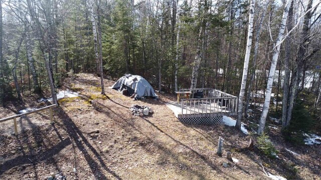 N7824 Typner Lake Rd, Deerbrook, WI 54424 - view of yard featuring a view of trees and a wooden deck