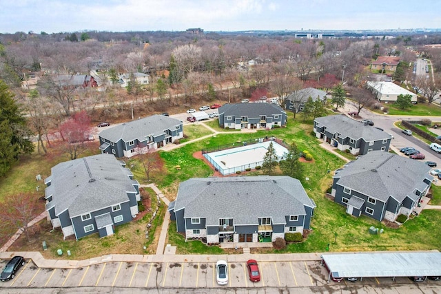 drone / aerial view with a residential view