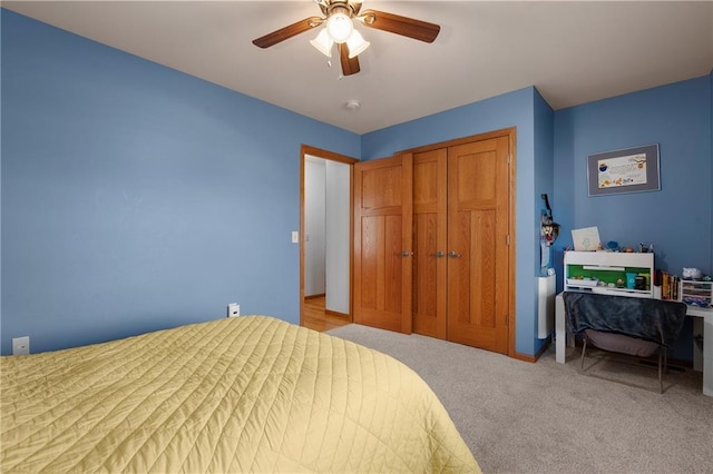 3943 Mill Run Rd, Eau Claire, WI 54703 - bedroom with a closet, carpet floors, and a ceiling fan