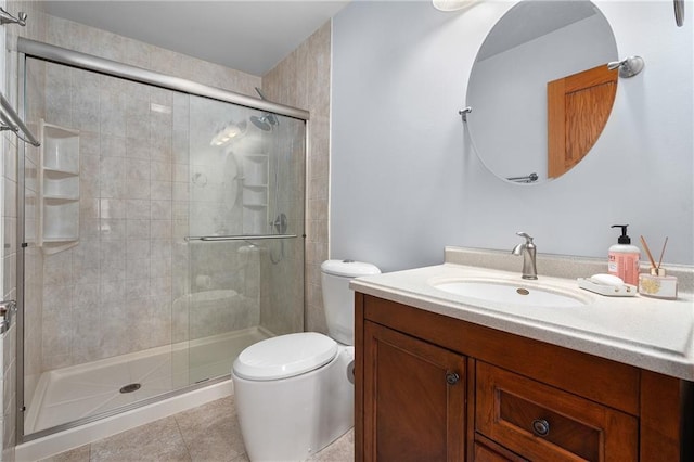 3943 Mill Run Rd, Eau Claire, WI 54703 - bathroom featuring vanity, a stall shower, and tile patterned flooring