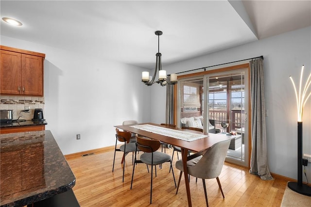 3943 Mill Run Rd, Eau Claire, WI 54703 - dining room featuring light wood finished floors and a chandelier