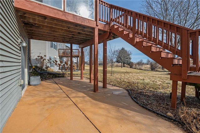 3943 Mill Run Rd, Eau Claire, WI 54703 - view of patio / terrace with stairway and a wooden deck