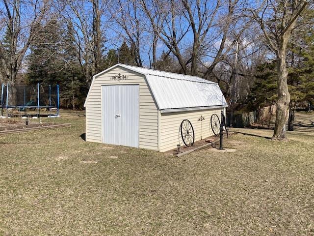 view of shed featuring a trampoline