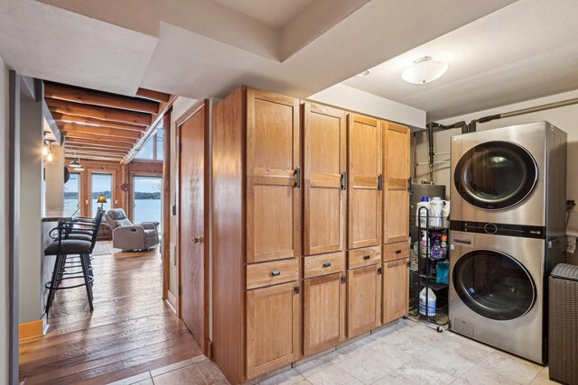 W9160 Ripley Rd, Cambridge, WI 53523 - laundry room with stacked washing maching and dryer