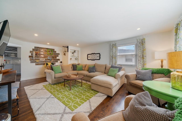 1501 Walls St, Green Bay, WI 54304 - living room featuring wood finished floors, recessed lighting, and baseboards