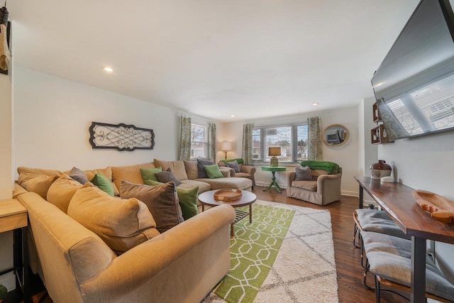 1501 Walls St, Green Bay, WI 54304 - living room featuring wood finished floors and recessed lighting
