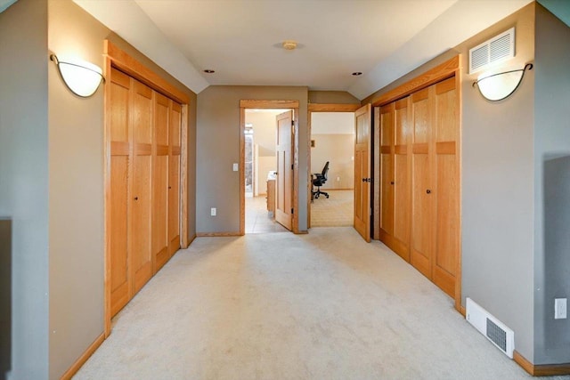 446 County Road Bb, Marshall, WI 53559 - hallway with visible vents, baseboards, and light carpet