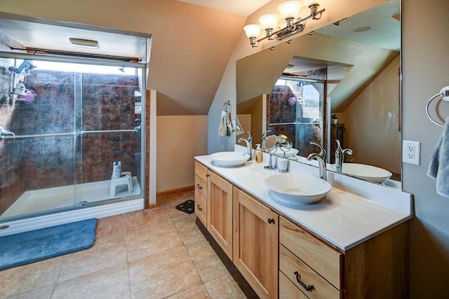 446 County Road Bb, Marshall, WI 53559 - bathroom with a shower stall, double vanity, and a sink