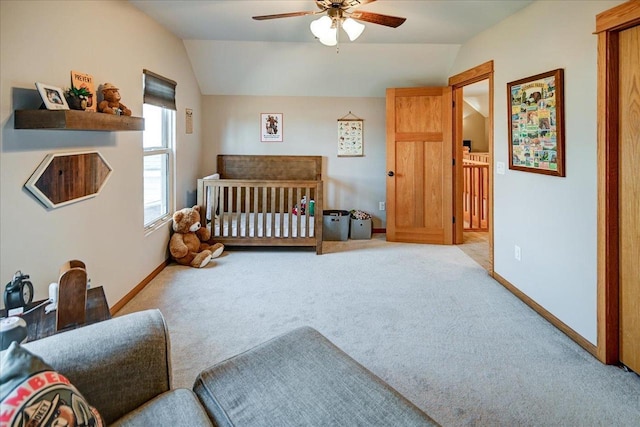 446 County Road Bb, Marshall, WI 53559 - bedroom featuring baseboards, lofted ceiling, and carpet floors