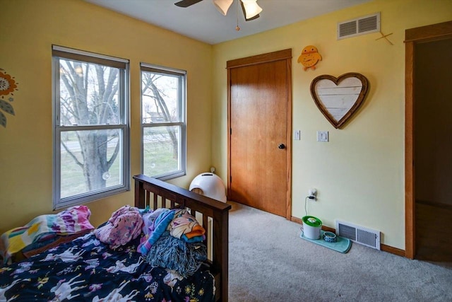 446 County Road Bb, Marshall, WI 53559 - bedroom featuring ceiling fan, carpet flooring, baseboards, and visible vents