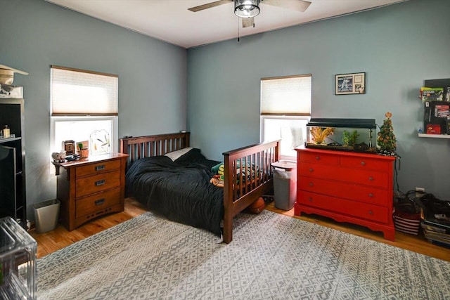 446 County Road Bb, Marshall, WI 53559 - bedroom with ceiling fan and wood finished floors