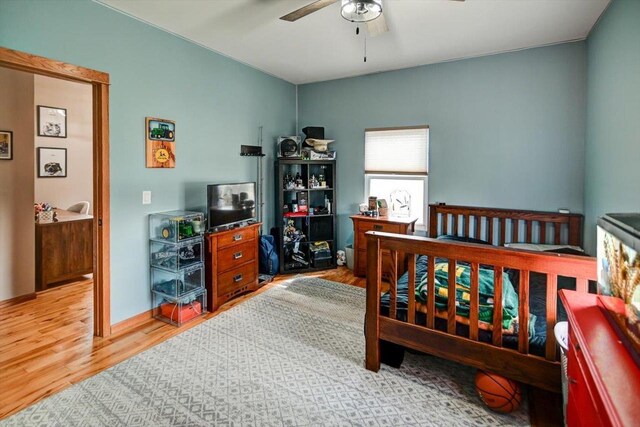 446 County Road Bb, Marshall, WI 53559 - bedroom featuring ceiling fan and wood finished floors