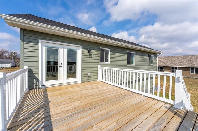 306 Dunn St, Colfax, WI 54730 - wooden deck with french doors