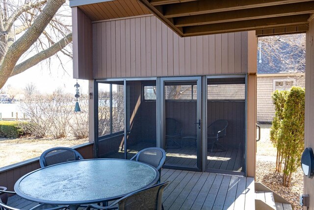 2136 White Swan Dr, Oshkosh, WI 54901 - deck with outdoor dining area