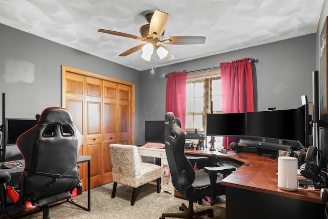 911 Chalfont Dr, Sun Prairie, WI 53590 - carpeted office space featuring a ceiling fan