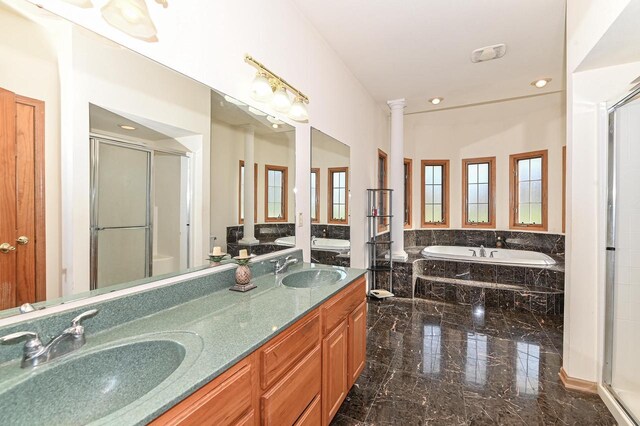 2421 Dover Ln, Mount Pleasant, WI 53406 - full bath featuring a shower stall, a bath, and a sink