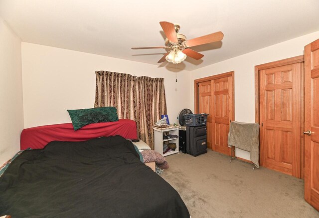 2421 Dover Ln, Mount Pleasant, WI 53406 - bedroom with ceiling fan and light carpet