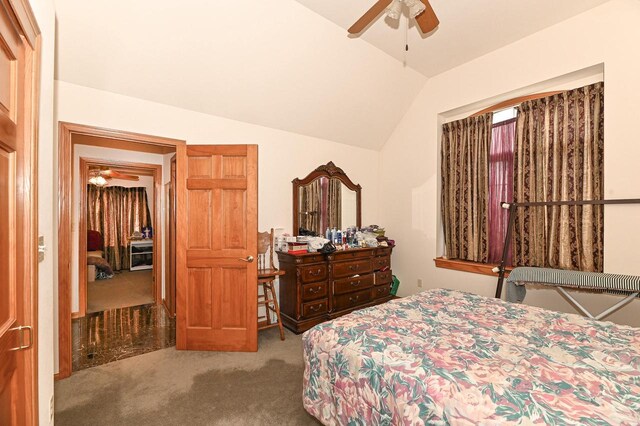 2421 Dover Ln, Mount Pleasant, WI 53406 - bedroom featuring lofted ceiling, carpet, and ceiling fan
