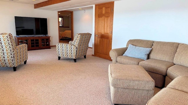 living room with light colored carpet